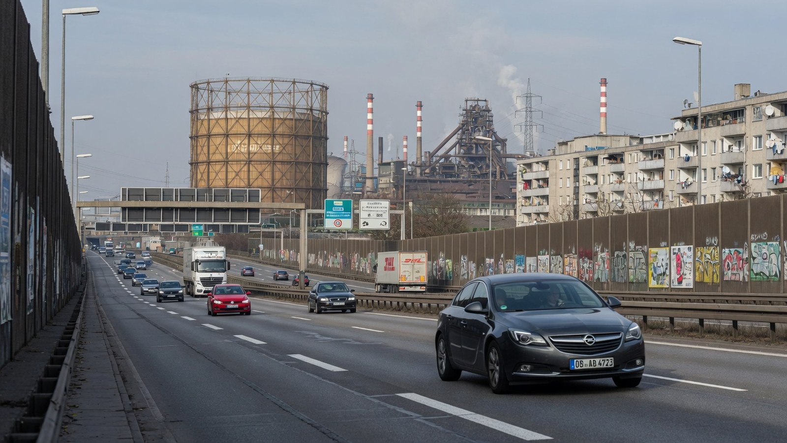 Fahrzeugüberführung Oberhausen: westliches Ruhrgebiet